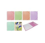 Bismark Carpeta Espiral 60 Fundas Transparentes - Polipropileno - Tamaño A4 - Espiral Plastica Indeformable - Apertura 360 Grados - Gomas de Cierre - Colores Pastel