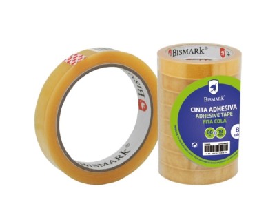 Bismark Cinta Adhesiva Transparente 19mm x 66m - Fabricada en Polipropileno - Transparente