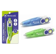 Bismark Cinta Correctora 5mmx6m - Sistema Retro que Oculta el Extremo - Perfecta Adherencia al Papel - Presentacion en Blister Individual - Colores Surtidos Aleatorios