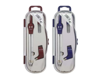 Bismark Compas Escolar con Articulacion y Adaptador Universal - Incluye Tubo de Minas - Presentado en Estuche de Plastico - 2 Colores Aleatorios