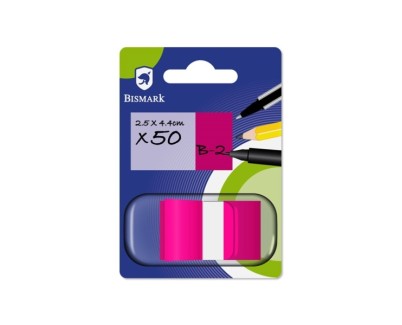 Bismark Dispensador con 50 Marcadores Reposicionables 44 x 25mm - Para Marcar, Se&ntilde;alar o Destacar Informacion - Color Rosa