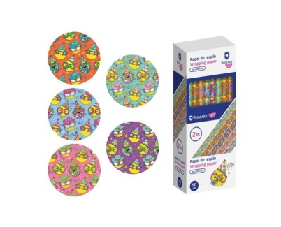 Bismark Emojies Rollo de Papel Regalo - Medidas 70cmx200cm - 5 Dise&ntilde;os Diferentes