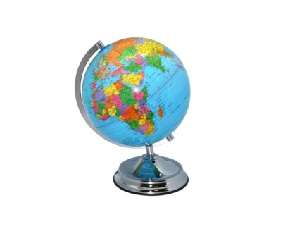 Bismark Esfera Geografica con Meridiano 25cm - Cartografia Fisico-Politica - Base Metalica muy Robusta - Color Azul