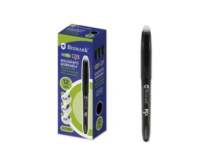 Bismark Fix Boligrafo Borrable - Punta 0.7mm - Con Capuchon - Color Negro