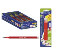 Bismark Fix Pack de 3 Recambios para Boligrafo Borrable - Punta Fina 0.7mm - Color Rojo