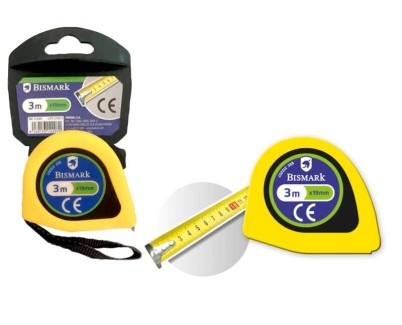 Bismark Flexometro 3m con Freno - Cinta para la Mu&ntilde;eca - Resistente para Hogar y Oficina - Color Amarillo