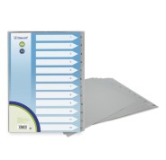 Bismark Indice Numerico con Pestañas del 1 al 12 - Multitaladro - Formato A4 - Fabricados en Polipropileno - Color Gris