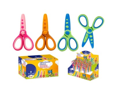 Bismark Kids Plastica Tijera Escolar de Plastico - Decoradas con Motivos del Mar - Punta Roma - 3 Diseños Surtidos