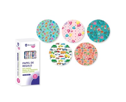 Bismark Kids Rollo de Papel Regalo - Medidas 70cmx200cm - 5 Dise&ntilde;os Diferentes