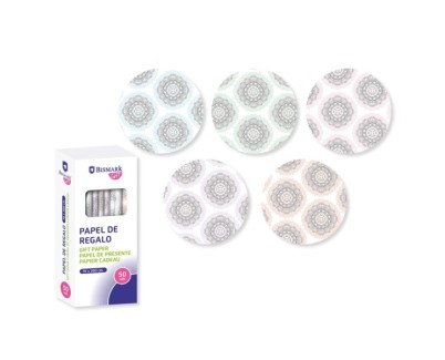 Bismark Mandalas Rollo de Papel Regalo - Medidas 70cmx200cm - 5 Dise&ntilde;os Diferentes