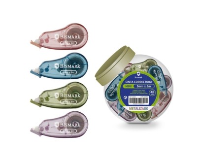 Bismark Metallic Cinta Correctora 5mmx6m - Perfecta Adherencia al Papel - Cuerpo de Colores Efecto Metalizado Surtidos