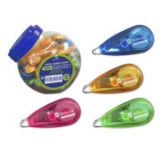 Bismark Mini Cinta Correctora 5mm x 8m - Cuerpo Transparente de Colores