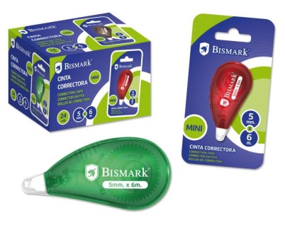 Bismark Mini Cinta Correctora en Seco - Alta Calidad - Correccion Rapida - No Mancha - No Deja Huella en Fotocopias