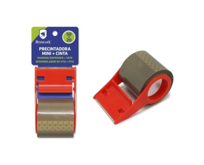 Bismark Mini Precintadora de Mano para Rollos de hasta 20m de Largo - Incluye Precinto de 20m - Cuchilla de Acero - Color Rojo