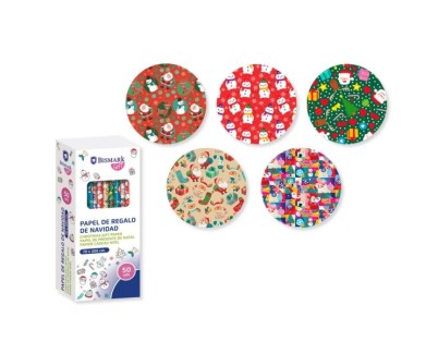 Bismark Navidad Colors Rollo de Papel Regalo - Medidas 70cmx200cm - 5 Dise&ntilde;os Diferentes