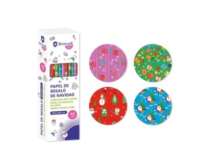 Bismark Navidad Gifts Rollo de Papel Regalo - Medidas 100cmx300cm - 4 Diseños Diferentes