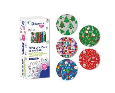 Bismark Navidad Juguetes Rollo de Papel Regalo - Medidas 70cmx500cm - 5 Diseños Diferentes
