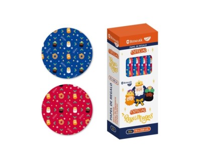 Bismark Navidad Reyes Magos Rollo de Papel Regalo - Medidas 70cmx200cm - 2 Dise&ntilde;os Diferentes
