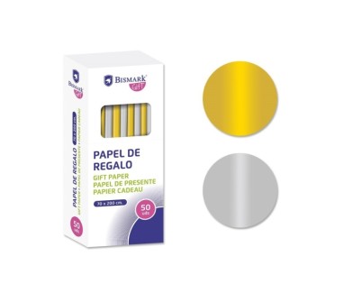 Bismark Oro/Plata Rollo de Papel Regalo - Medidas 70cmx200cm - 2 Colores