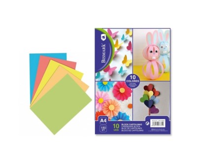 Bismark Pack de 10 Cartulinas 180 g/m&sup2; - Tama&ntilde;o A4 - Colores Surtidos