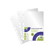 Bismark Pack de 10 Fundas Multitaladro Tamaño A4 80 Micras - Acabado en Cristal - Ideal para Carpetas con Mecanismo de Anillas - Disponible en Varios Tamaños