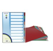 Bismark Pack de 10 Separadores de Polipropileno - Tamaño A4 - Multitaladro - Colores Surtidos