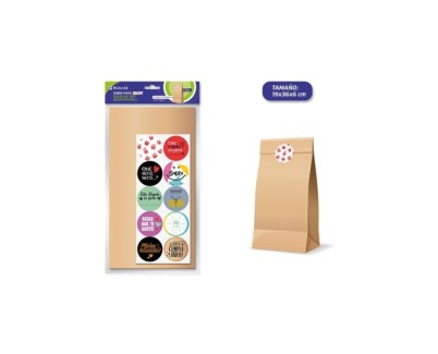 Bismark Pack de 10 Sobres Papel Kraft 50grs con 10 Pegatinas para Cierre - Medidas 19x36x6cm - Ideal para Regalos - Color Marron Kraft