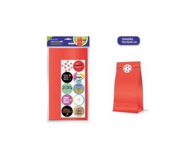 Bismark Pack de 10 Sobres Papel Kraft 50grs con 10 Pegatinas para Cierre - Medidas 19x36x6cm - Ideal para Regalos - Color Rojo