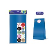 Bismark Pack de 10 Sobres Papel Kraft 50grs con 10 Pegatinas para Cierre - Medidas 24x42x6cm - Ideal para Regalos - Color Azul