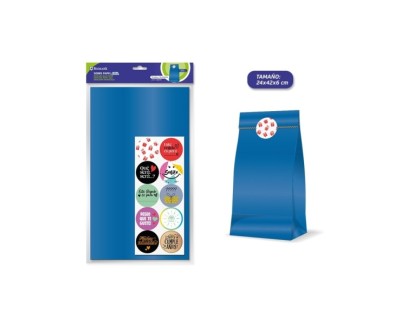 Bismark Pack de 10 Sobres Papel Kraft 50grs con 10 Pegatinas para Cierre - Medidas 24x42x6cm - Ideal para Regalos - Color Azul