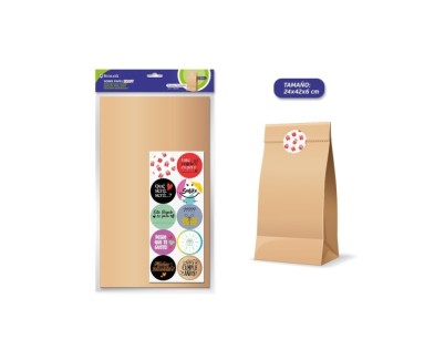 Bismark Pack de 10 Sobres Papel Kraft 50grs con 10 Pegatinas para Cierre - Medidas 24x42x6cm - Ideal para Regalos - Color Marron Kraft