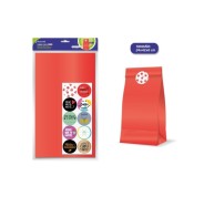 Bismark Pack de 10 Sobres Papel Kraft 50grs con 10 Pegatinas para Cierre - Medidas 24x42x6cm - Ideal para Regalos - Color Rojo