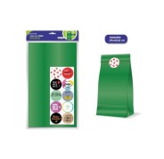 Bismark Pack de 10 Sobres Papel Kraft 50grs con 10 Pegatinas para Cierre - Medidas 24x42x6cm - Ideal para Regalos - Color Verde