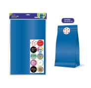 Bismark Pack de 10 Sobres Papel Kraft 50grs con 10 Pegatinas para Cierre - Medidas 30x47x8cm - Ideal para Regalos - Color Azul