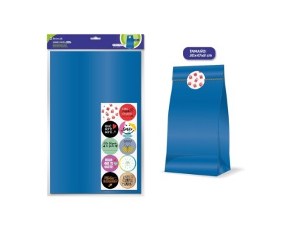 Bismark Pack de 10 Sobres Papel Kraft 50grs con 10 Pegatinas para Cierre - Medidas 30x47x8cm - Ideal para Regalos - Color Azul