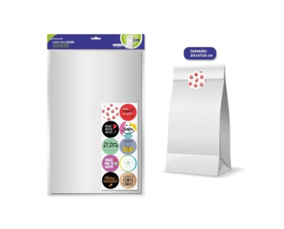 Bismark Pack de 10 Sobres Papel Kraft 50grs con 10 Pegatinas para Cierre - Medidas 30x47x8cm - Ideal para Regalos - Color Blanco