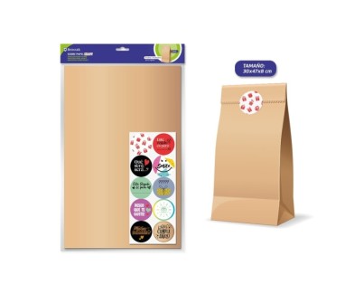 Bismark Pack de 10 Sobres Papel Kraft 50grs con 10 Pegatinas para Cierre - Medidas 30x47x8cm - Ideal para Regalos - Color Marron Kraft