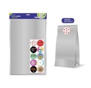 Bismark Pack de 10 Sobres Papel Kraft 50grs con 10 Pegatinas para Cierre - Medidas 30x47x8cm - Ideal para Regalos - Color Plata