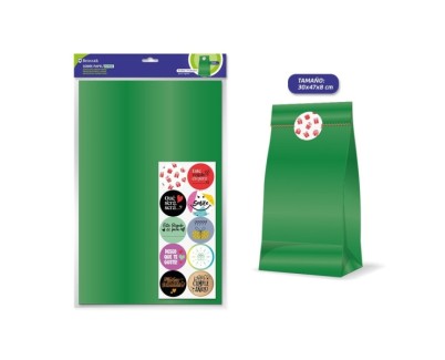 Bismark Pack de 10 Sobres Papel Kraft 50grs con 10 Pegatinas para Cierre - Medidas 30x47x8cm - Ideal para Regalos - Color Verde
