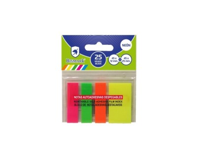 Bismark Pack de 100 Indices Adhesivos 3x 45mm x 12mm y 1x 45mm x 24mm - Colores Neon Surtidos
