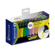 Bismark Pack de 12 Marcadores Fluorescentes - Punta Biselada 2 - 5mm Aprox - Tinta Base de Agua - Larga Duracion - Colores Neon y Pastel Surtidos Bismark Pack de 12 Marcadores Fluorescentes - Punta Biselada 2 - 5mm Aprox - Tinta Base de Agua - Larga Duracion - Colores Neon y Pastel Surtidos
