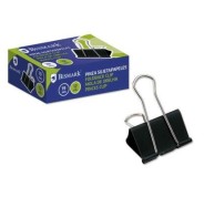 Bismark Pack de 12 Pinzas Sujetapapeles Metalicas de 19mm - Pala Abatible - Color Negro