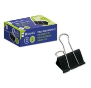 Bismark Pack de 12 Pinzas Sujetapapeles Metalicas de 32mm - Pala Abatible - Color Negro