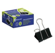 Bismark Pack de 12 Pinzas Sujetapapeles Metalicas de 41mm - Pala Abatible - Color Negro