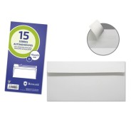 Bismark Pack de 15 Sobres Americanos Papel 90grs - Medidas 115x225mm - Cierre Autoadhesivo - Color Blanco