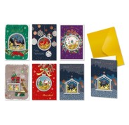 Bismark Pack de 24 Tarjetas de Felicitacion Navideña con Sobre Dorado - Tamaño Tarjeta 11.5x17cm - Diseños Variados con Foil y Confetti