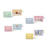 Bismark Pack de 24 Tarjetas de Felicitacion Navideña con Sobre Pastel - Tamaño Tarjeta 12.5x17.5cm - Diseños Variados Pastel