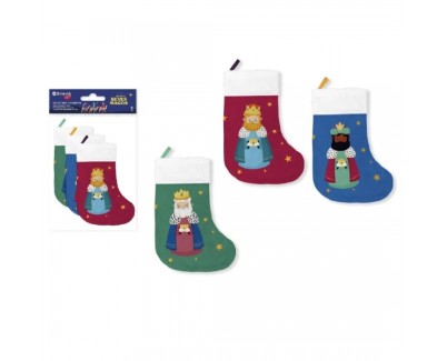 Bismark Pack de 3 Calcetines Decorativos Reyes Magos - Con Cinta para Colgar
