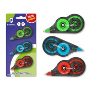 Bismark Pack de 3 Cintas Correctoras 5mmx8m - Perfecta Adherencia al Papel - Presentacion en Blister - Colores Surtidos