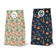 Bismark Pack de 3 Sobres Papel Kraft 60grs con 3 Pegatinas para Cierre - Medidas 20x42x8cm - Ideal para Regalos - 2 Diseños Navideños Aleatorios